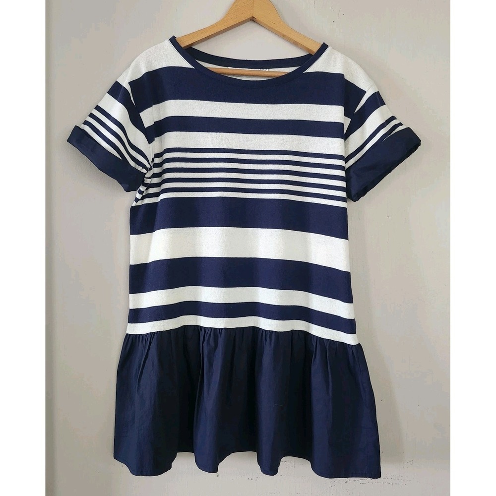 Vineyard Vines Womens M Navy White Stripe Nautical Layered Look Tunic Top S/S